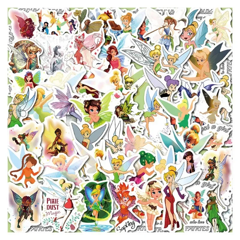 50pcs ‌Tinker Bell Anime Sticker Luggage Water Cup Stationery Mobile Phone Scooter Car Laptop Refrigerator Decoration Sticker