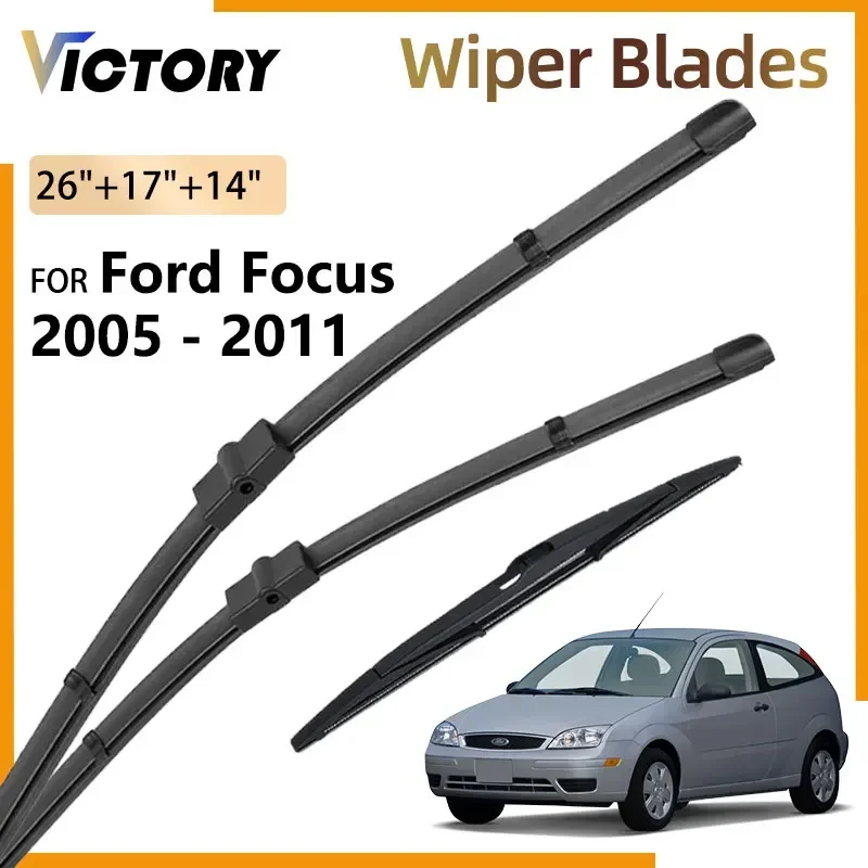 

3x Car Front Rear Wiper Blades Set For Ford Focus MK2 2 Hatch 2005 - 2011 2007 Accessories Windshield Windscreen Window Brushes