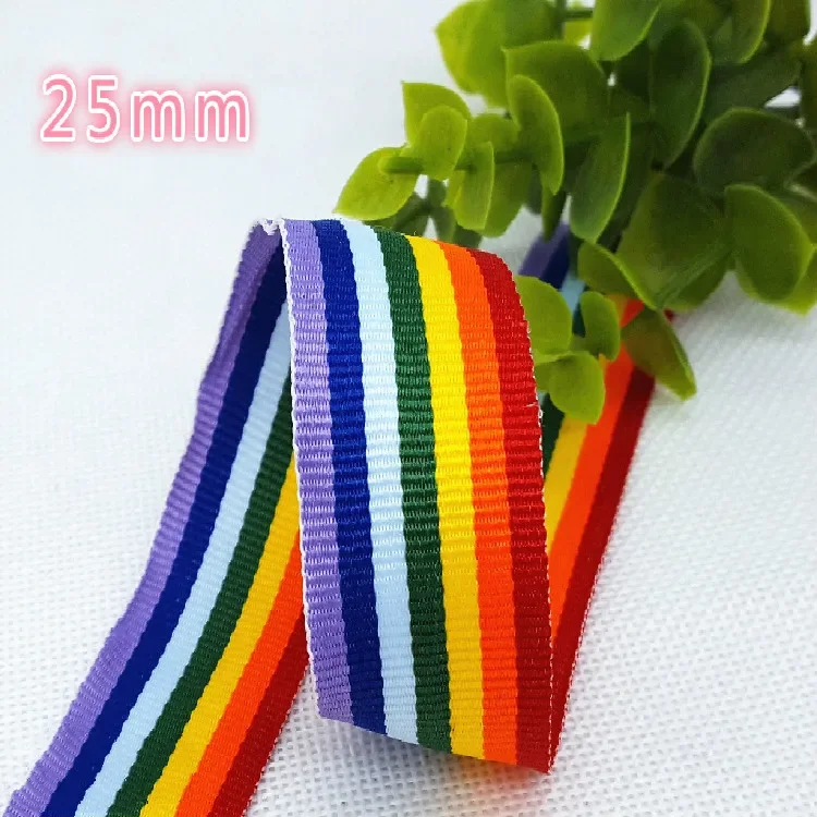 

10/15/20/25mm 1meter Rainbow stripe printed grosgrain ribbons cartoon ribbon DIY Handmade Clothing hair Shose accessories