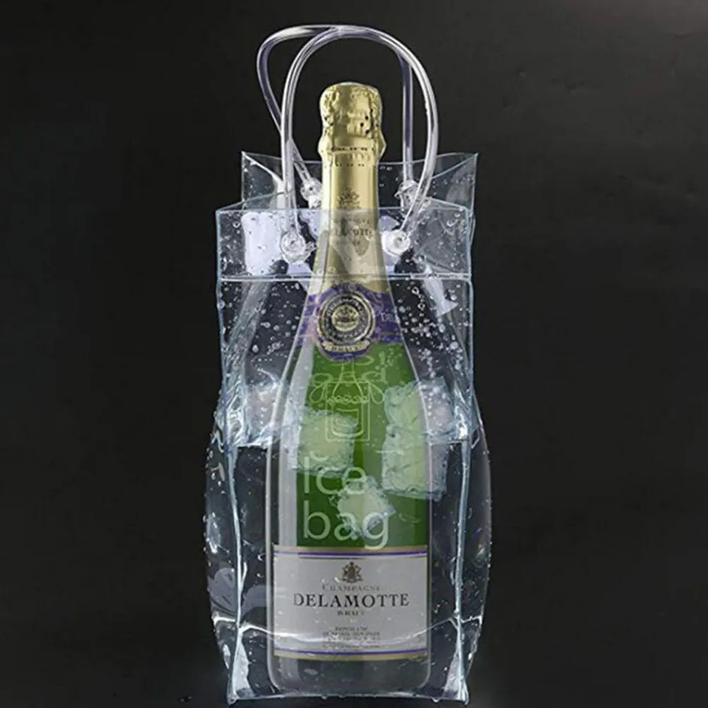 

1/2PCS Ice Wine Bags PVC Leakproof Ice Bag ECO Friendly Transparent Ice Pack Portable Ice Bucket Wine Champagne Bottle Chiller