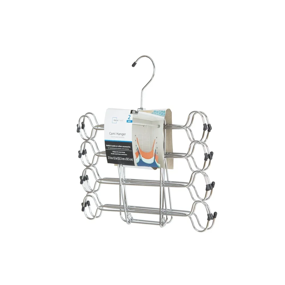 2 Pack Heavy Duty Metal Folding Tank Top Bra Hanger 4 Tier Space Saving Closet Organizer Accessories Multiuse Garments Belts