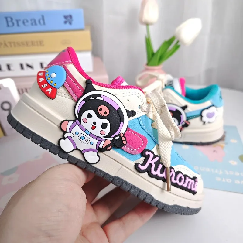 

Spring Summer Kuromi Girls Chunky Sneakers, Lightweight Soft Sole Anti Slip Breathable Mesh Casual Walking Shoes Toddler Kids