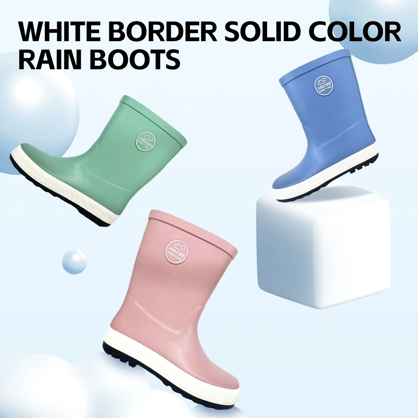 Boys' & Girls' Wear-Resistant Outdoor Rubber Rain Boots with Warm Thermal Lined - Waterproof, Anti-Slip, Lightweight