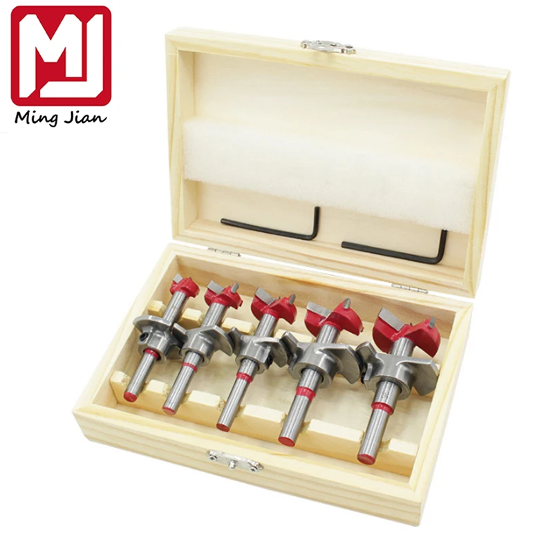 Hinge Hole Opener Woodworking Carbide Drill Bits Set Positioning Hole Saw Kit Adjustable 15-35mm