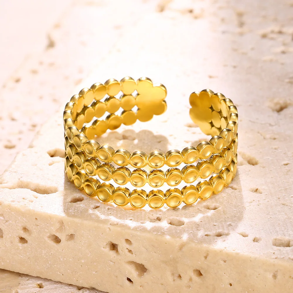 Edelstahl ringe für Frauen 18 Karat Gold Farbe weiblich männlich breiter Ring trend ige ästhetische