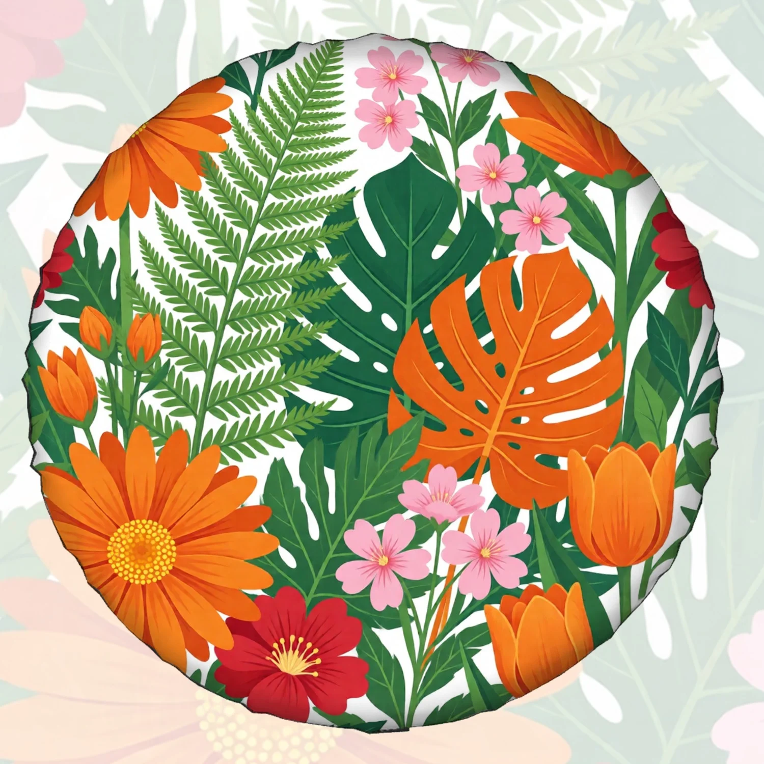 1pc Spare Tire Cover Colorful Botanical Floral Foliage Pattern Weatherproof Dustproof Wheel Protectors Universal Wheel Covers Fi
