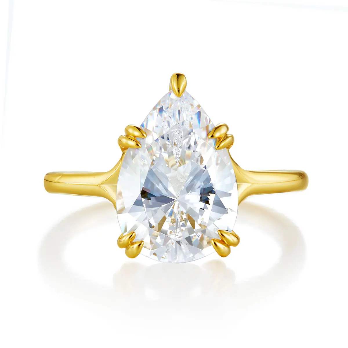 

DEZO 14k Yellow Gold Plated Sterling Silver 5ct Pear Cut Moissanite Engagement Ring for Women GRA Certificate