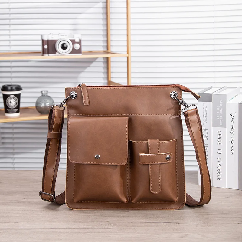 

Crazy Horse Leather Men Shoulder Bags Fahion Male Cossbody Bag Retro Men Messenger Bags