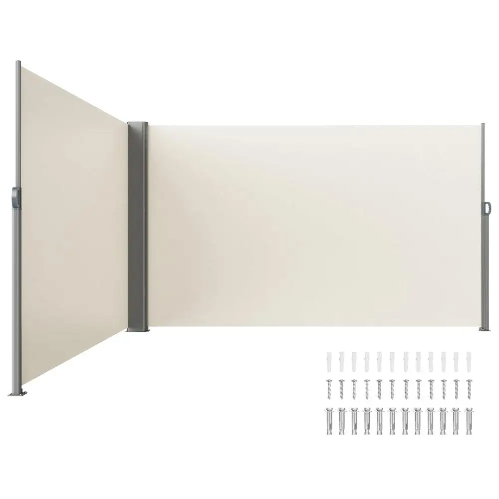 

Beige Retractable 63''*236'' Awning-Rugged Full Aluminum Rust-Proof; Patio Sunshine Screen; Privacy Divider; Wind Screen.