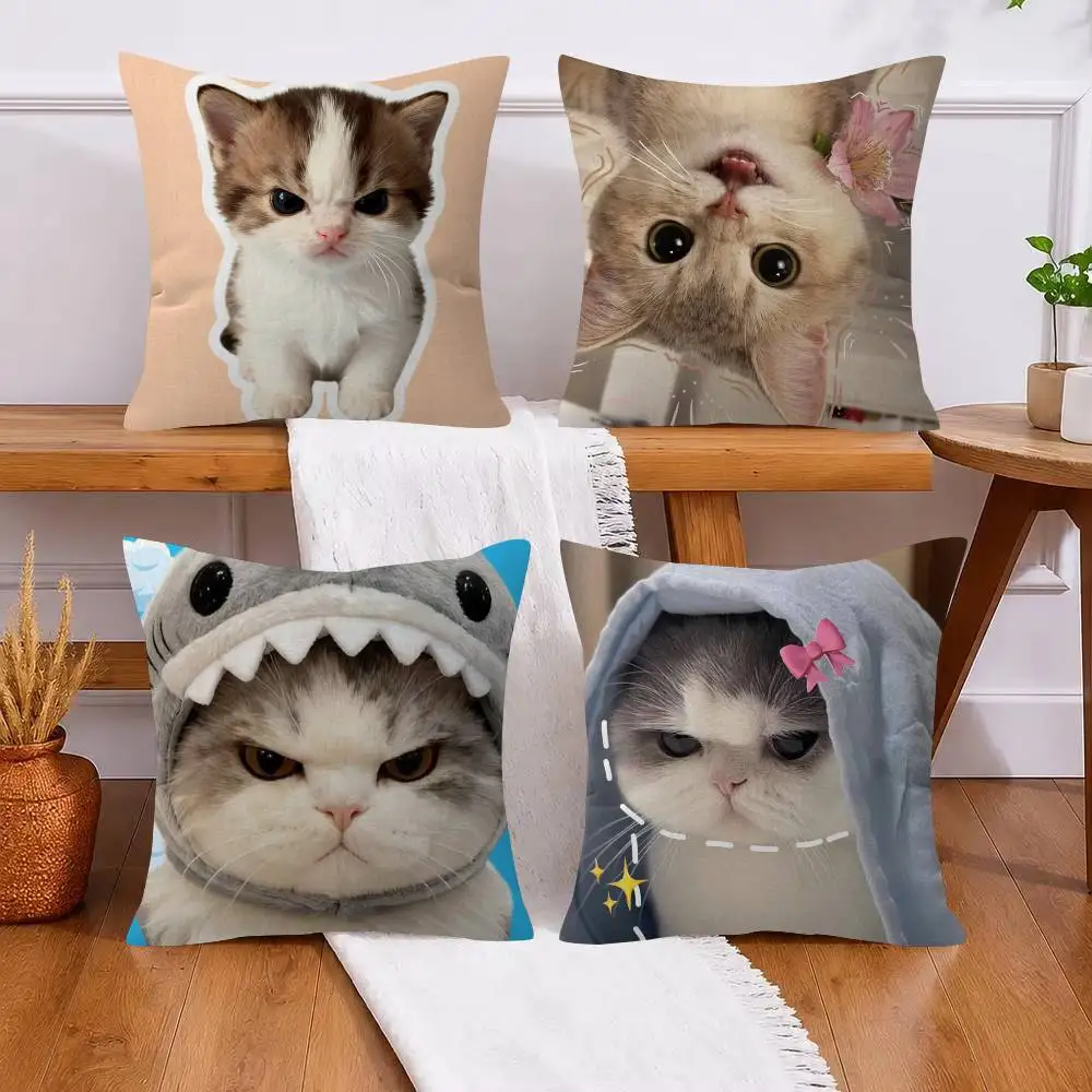 Kawaii Cat fun   Cushion Cover Pillowcase Upholstery Sofa Throw Pillow Home Decor Pillowcas
