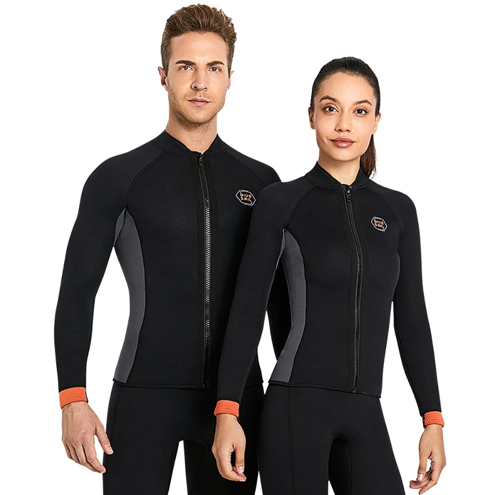 

3MM Diving Suit Jacket for Men Women Wetsuit Swimwear Long Sleeve Snorkeling Coat Surf Thermal Snorkeling Surfing Swimming