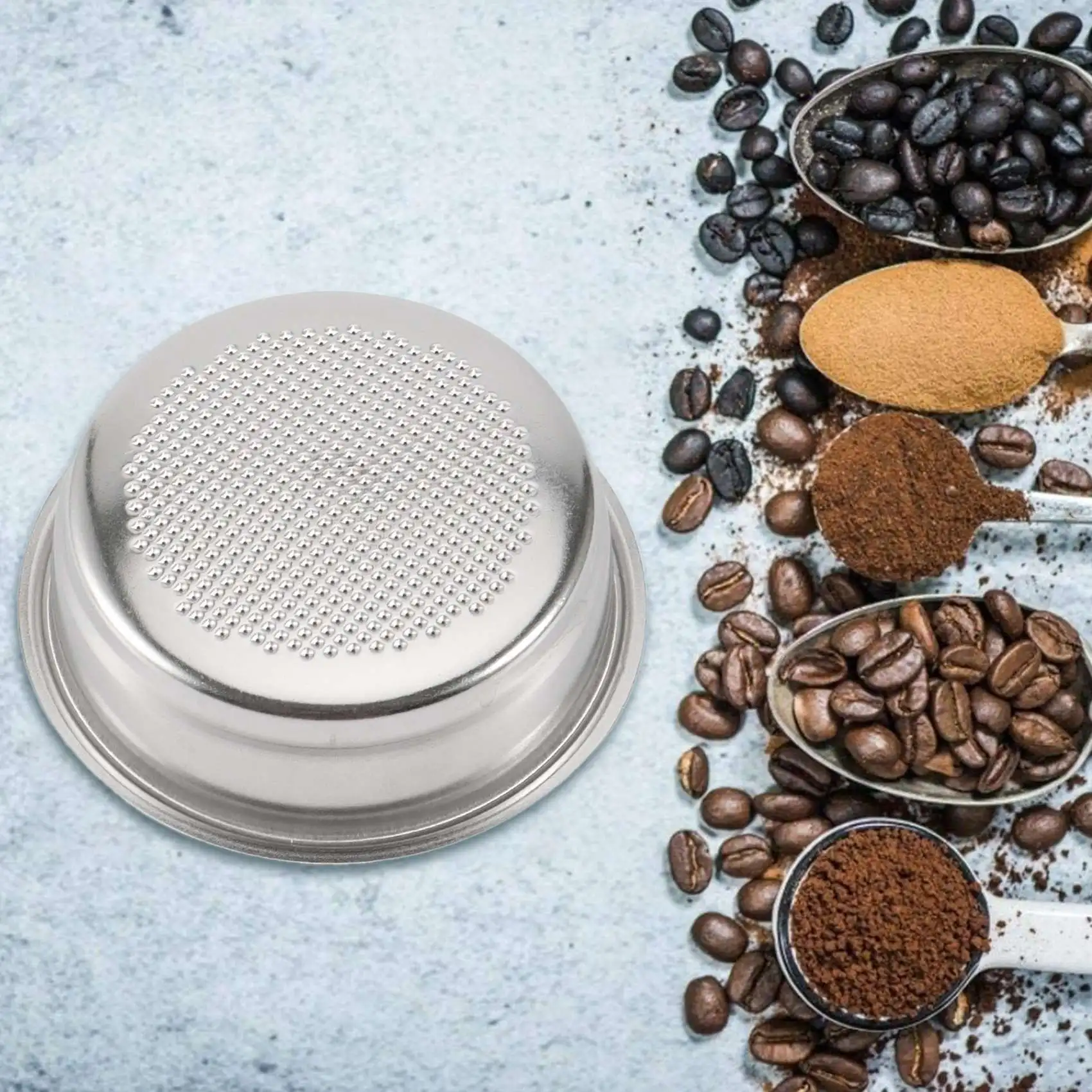 Coffee Filter,51mm Stainless Steel Coffee Filter Cup Basket,Non-Pressure Coffee Maker Filters,Coffee Machine Accessory A