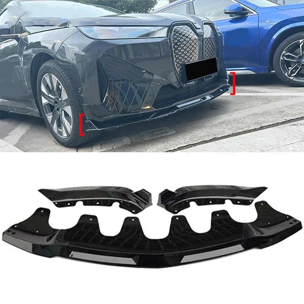 Kit corpo divisori laterali inferiori spoiler per labbro anteriore a 3 fasi per BMW iX 2021-2024 MP Style