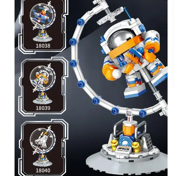 تضيء كرة أرضية اللبنات لعبة الجذعية للفتيات DIY الدورية LED العالم غلوب نموذج العلوم التعليمية هدية ديكور المنزل #2