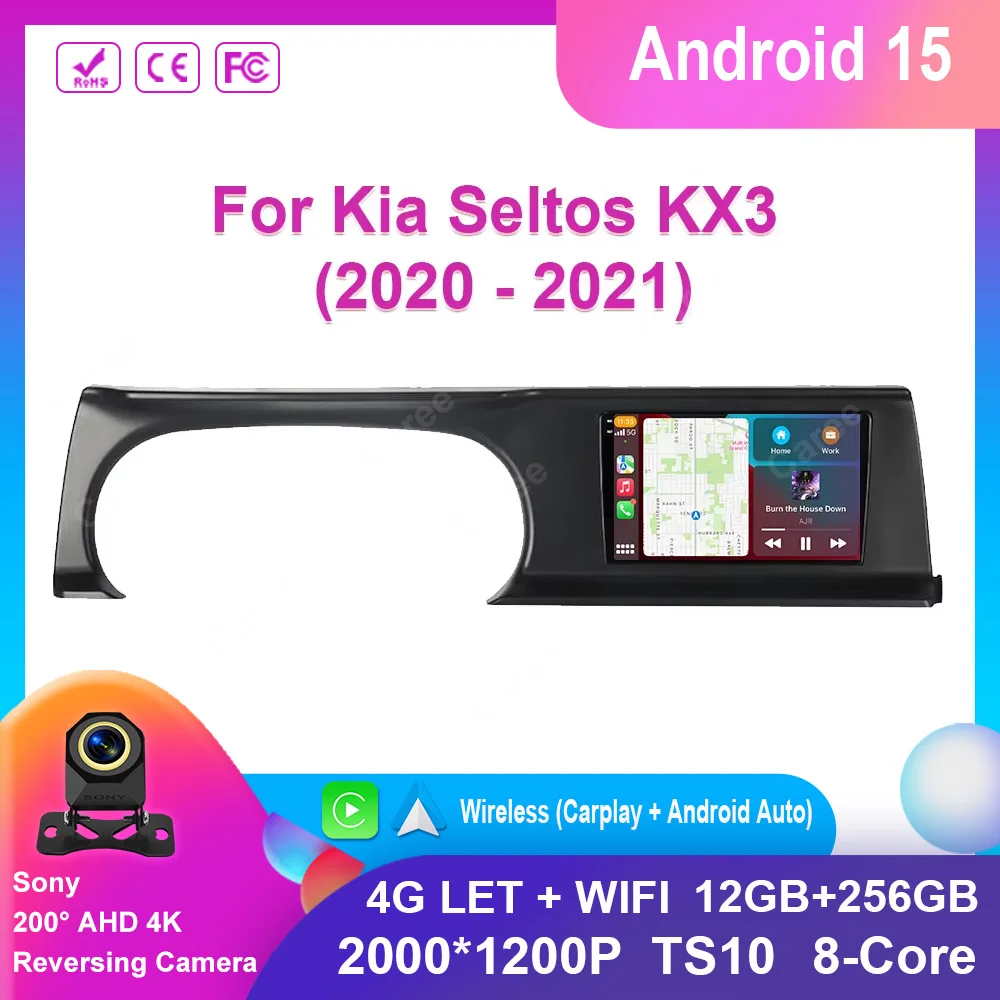 

Android For Kia Seltos KX3 2020 - 2021 Car Radio Player Auto Stereo Navigazione Video GPS WIFI QLED Touch Screen Radio Carplay