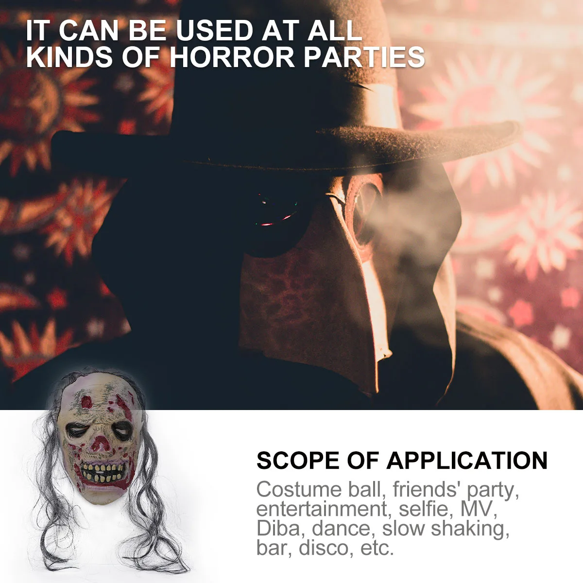 

Cosplay Mask Props Horror Halloween Zombie Style Creative Appearance Special Fun Excitement Party Use Free Size