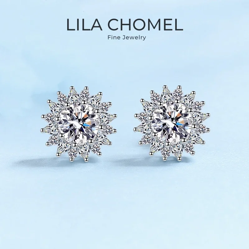 

Women Engagement 18K White Gold Wedding Earrings 1/2CT VVS 1 D Color Moissanite Diamond Girl Valentine's Day PT950 Birthday Gift