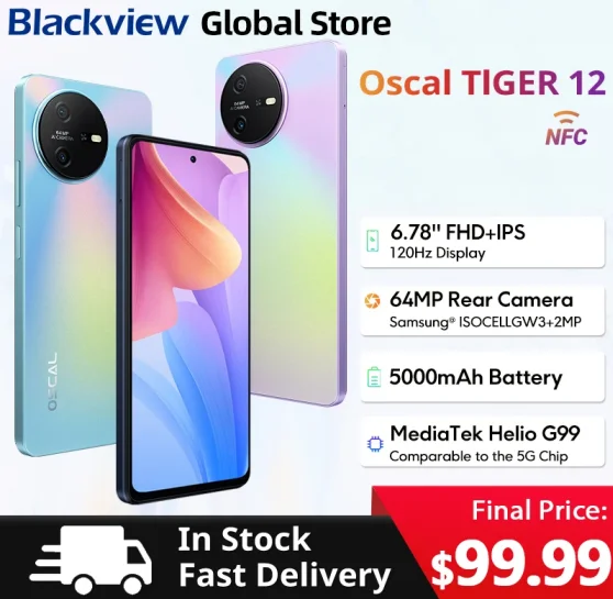 Blackview OSCAL TIGER 12 Smartphone NFC 6.78'' FHD+ IPS 2.4K 120Hz Display 12GB 256GB 64MP Camera 5000mAh Battery cellphone