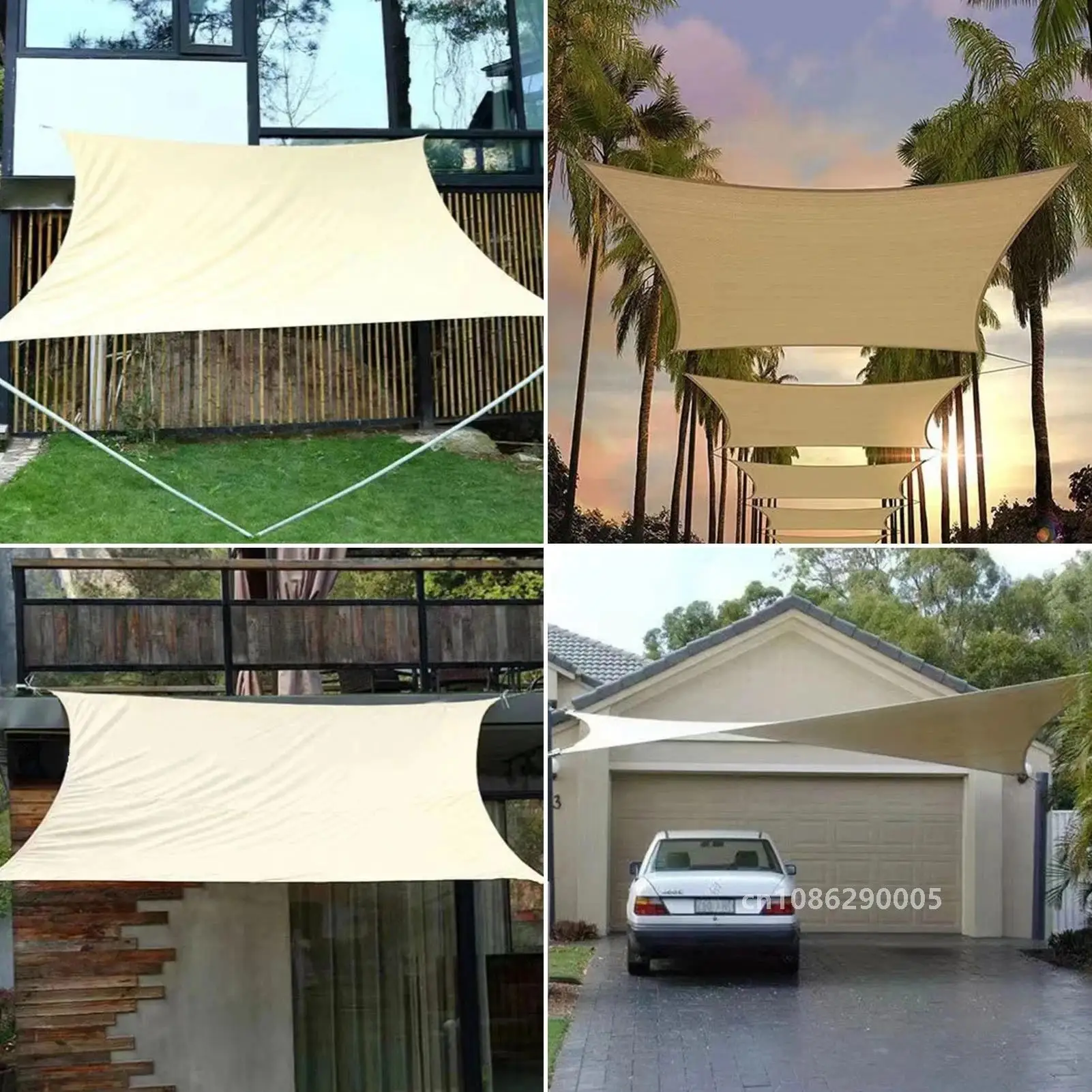 300D Outdoor Awnings Waterproof Sun Shade Sail Garden Canopi For Terrace Car Canvas Awning Rectangle Pool Sun-Shelter