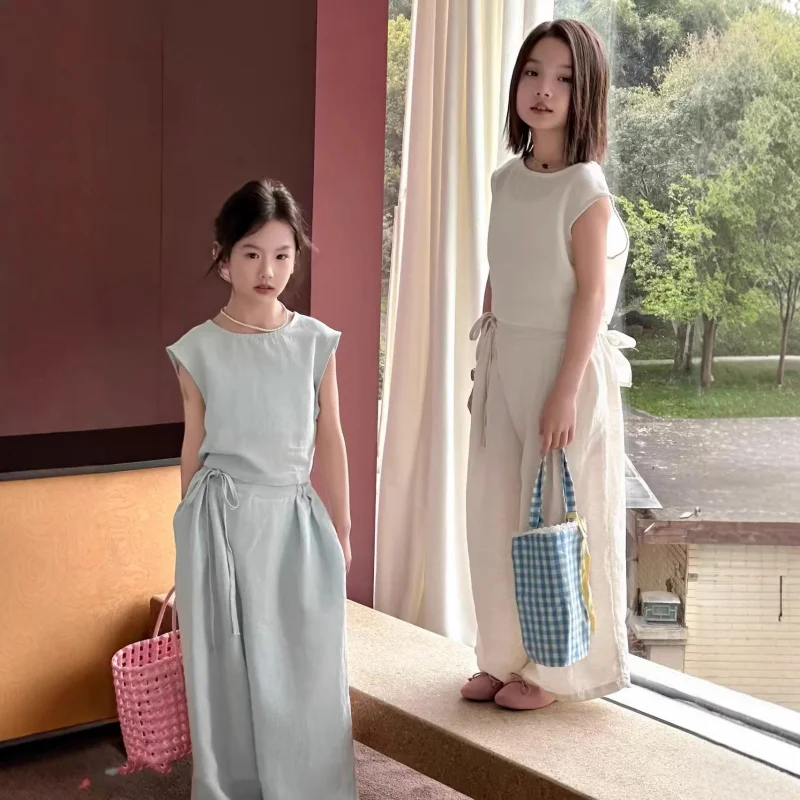 

Children's clothing for girls, light-colored sweet vest and long pants two-piece set, sister outfit26New summer children's cloth