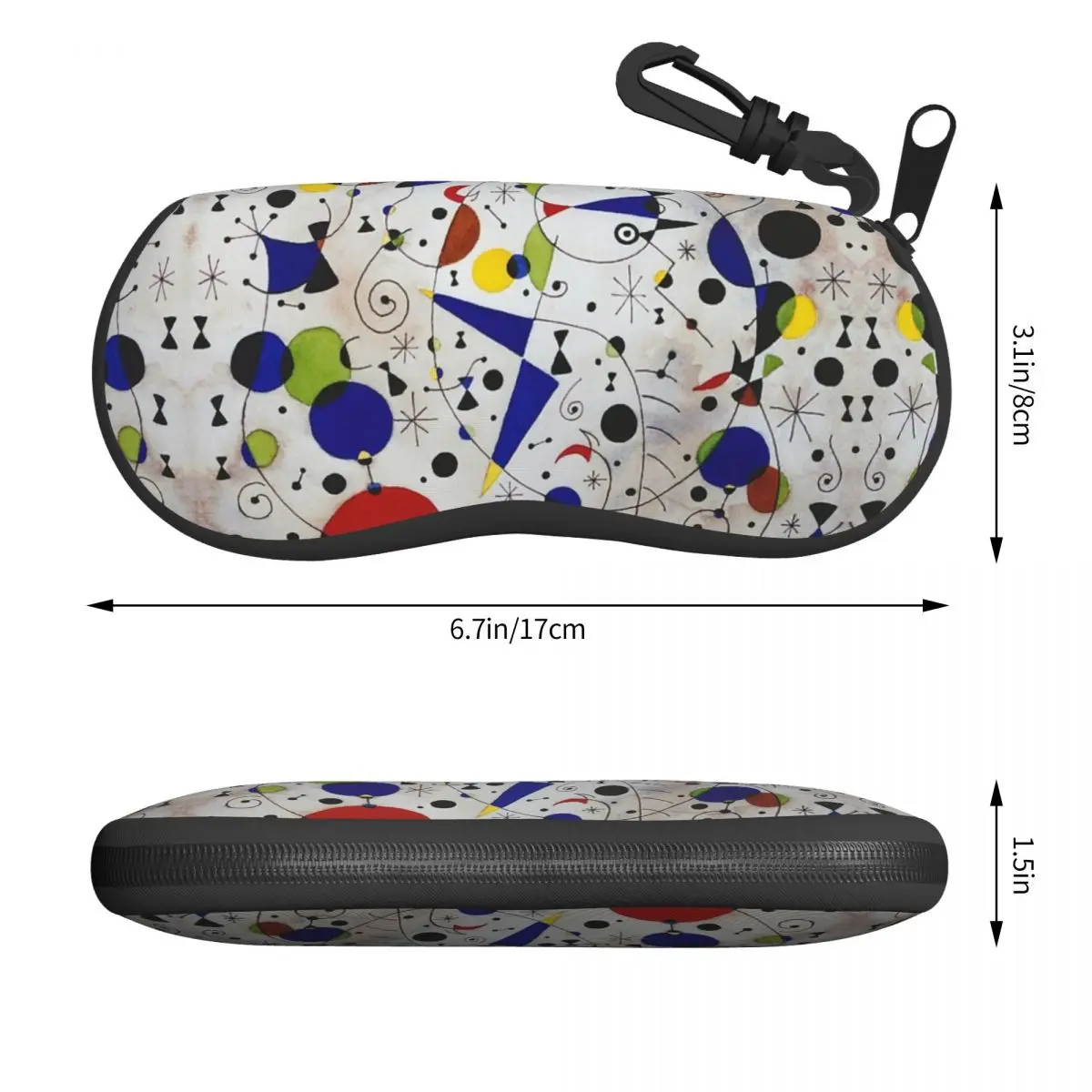 Custom Cat Encircled By A Bird Shell Glasses Case Unisex Cool Joan Miro Abstract Art Eyeglasses Case Sunglasses Protector Box