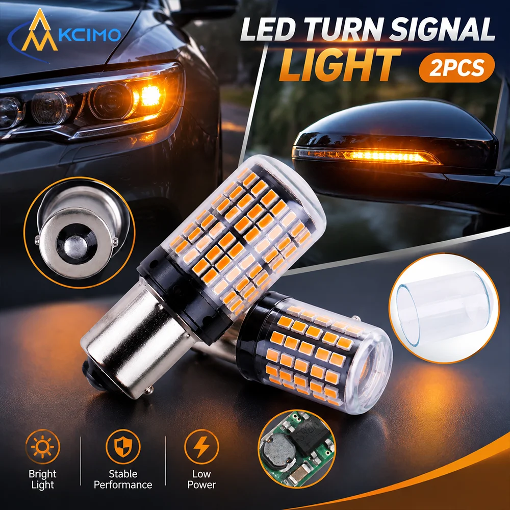 2Pcs 12V Car LED Turn Signal Lights Built-in CANBUS Decoder Anti-flicker 360 Degree Lighting IP65 Waterproof Lamps