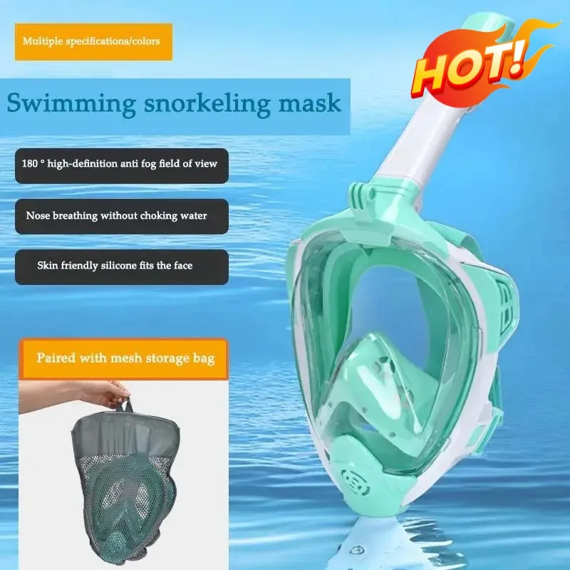 Underwater Snorkeling Full Face Children's Swimming Mask Set Full Face Snorkel Mask Anti-fog Goggles Adult Swimming Equipment