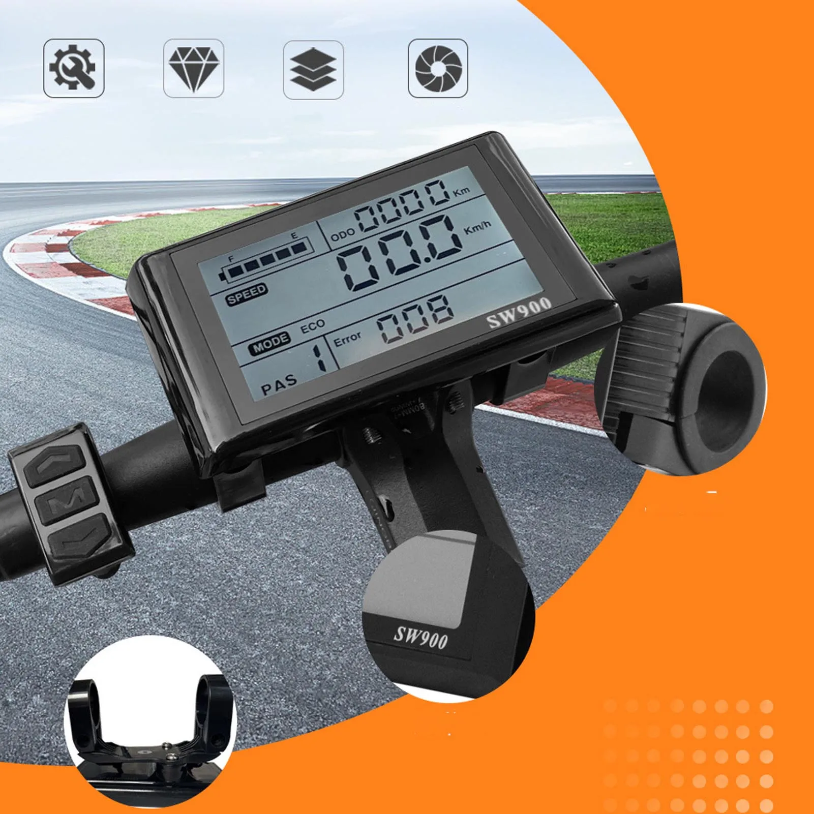 Electric Bike Controller LCD Display Kit 36V 48V 52V 35A 3 Mode Brushless Motor Controller and SW900 LCD Display Panel