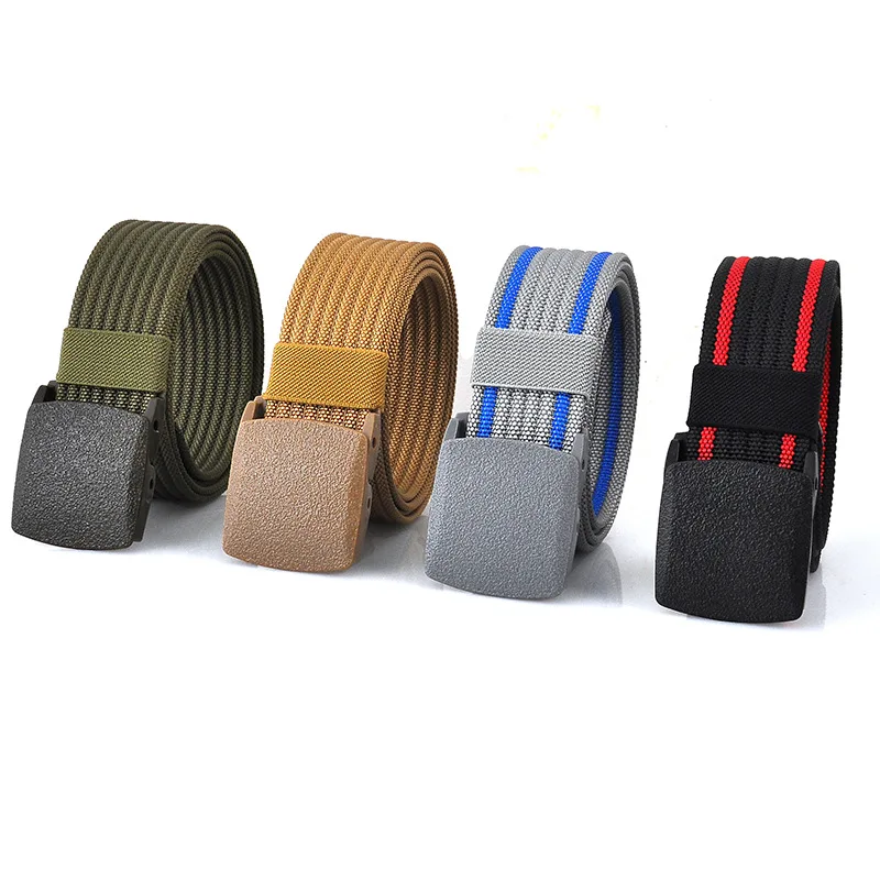 Herrengürtel, modisch, Unisex, Jeansgürtel, verstellbarer Gürtel, Herren, Outdoor, Reisen, taktischer Taillengürtel mit Kunststoffschnalle für Hosen, 120 cm – Detail 2