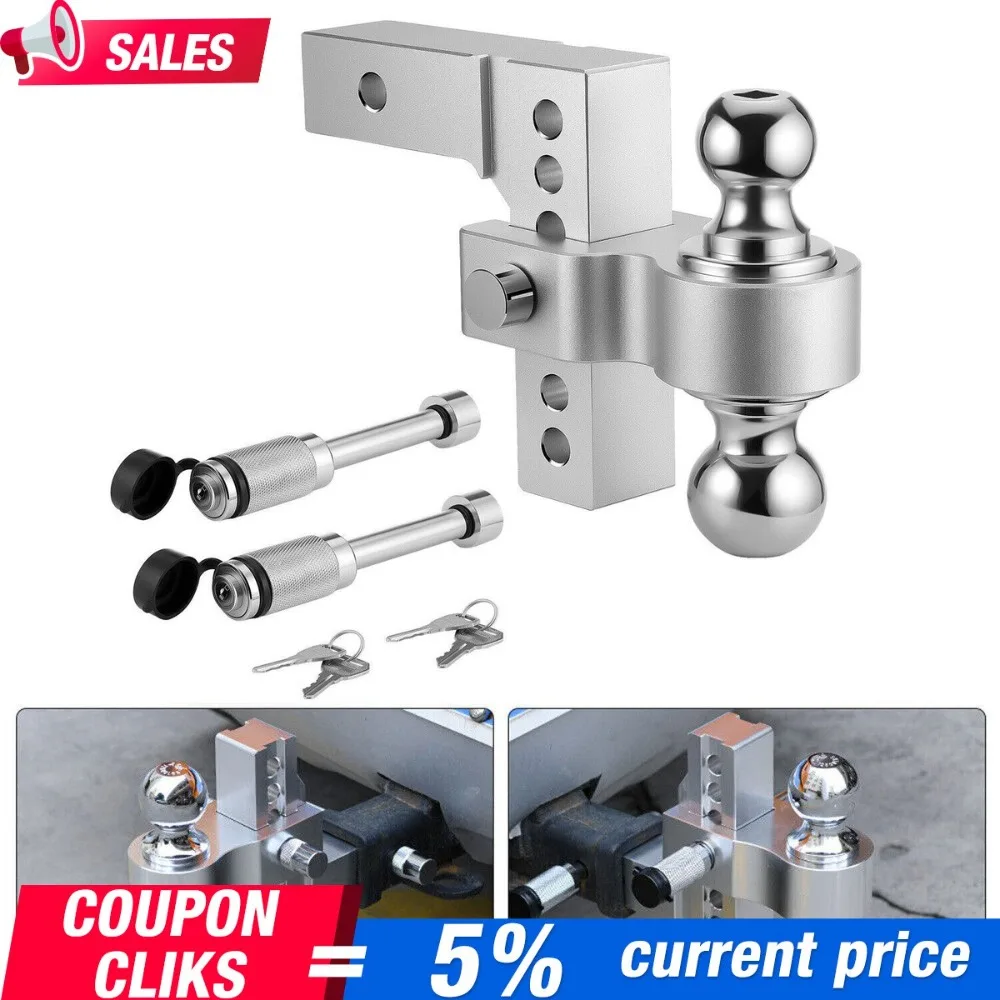 

2" Receiver 6" Drop/Rise Adjustable Tow Hitch Dual Ball Mount 6" Drop/Rise