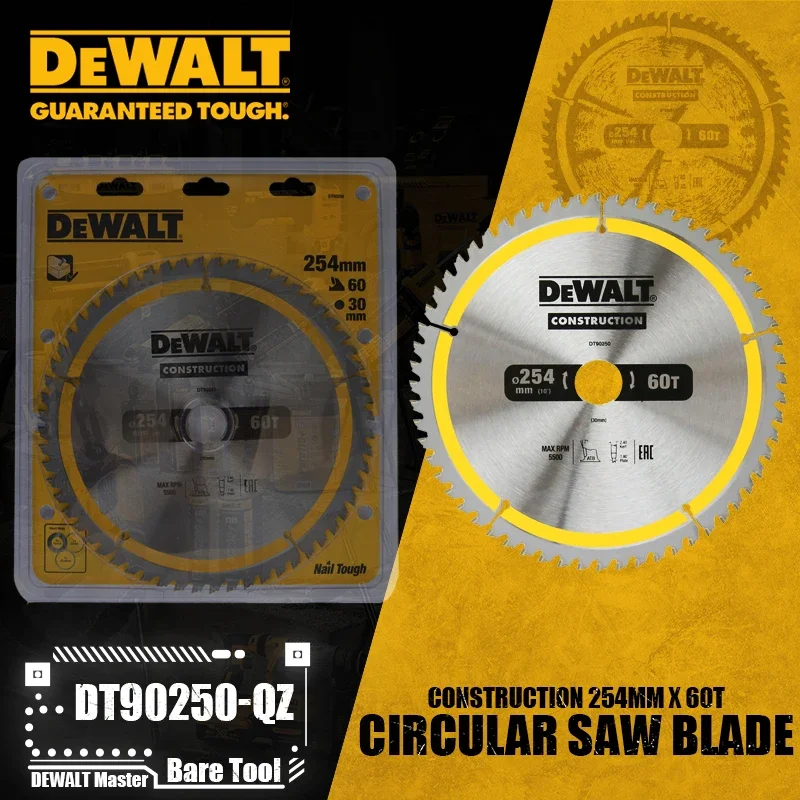 Dewalt DT90250-QZ DT90272-QZ 254Mm * 60T/80T Constructie Cirkelzaagblad Elektrisch Gereedschap Accessoires