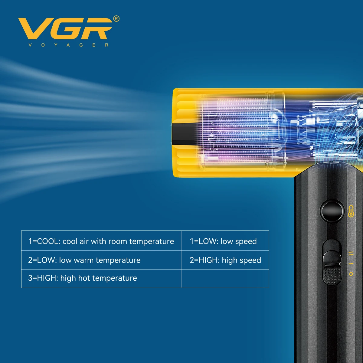 VGR Hair Dryer Professional Air Blower Light and Small Hair Dryer Machine Negative Ion Hair Dryers Barber Home Appliance V-285HD