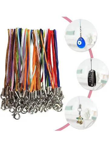50pcs Mix Color Lobster Clasp Cords Strap Charms Lanyard String Wrist for Cell Phone Flash Drives Keychain DIY Jewelry Accessory