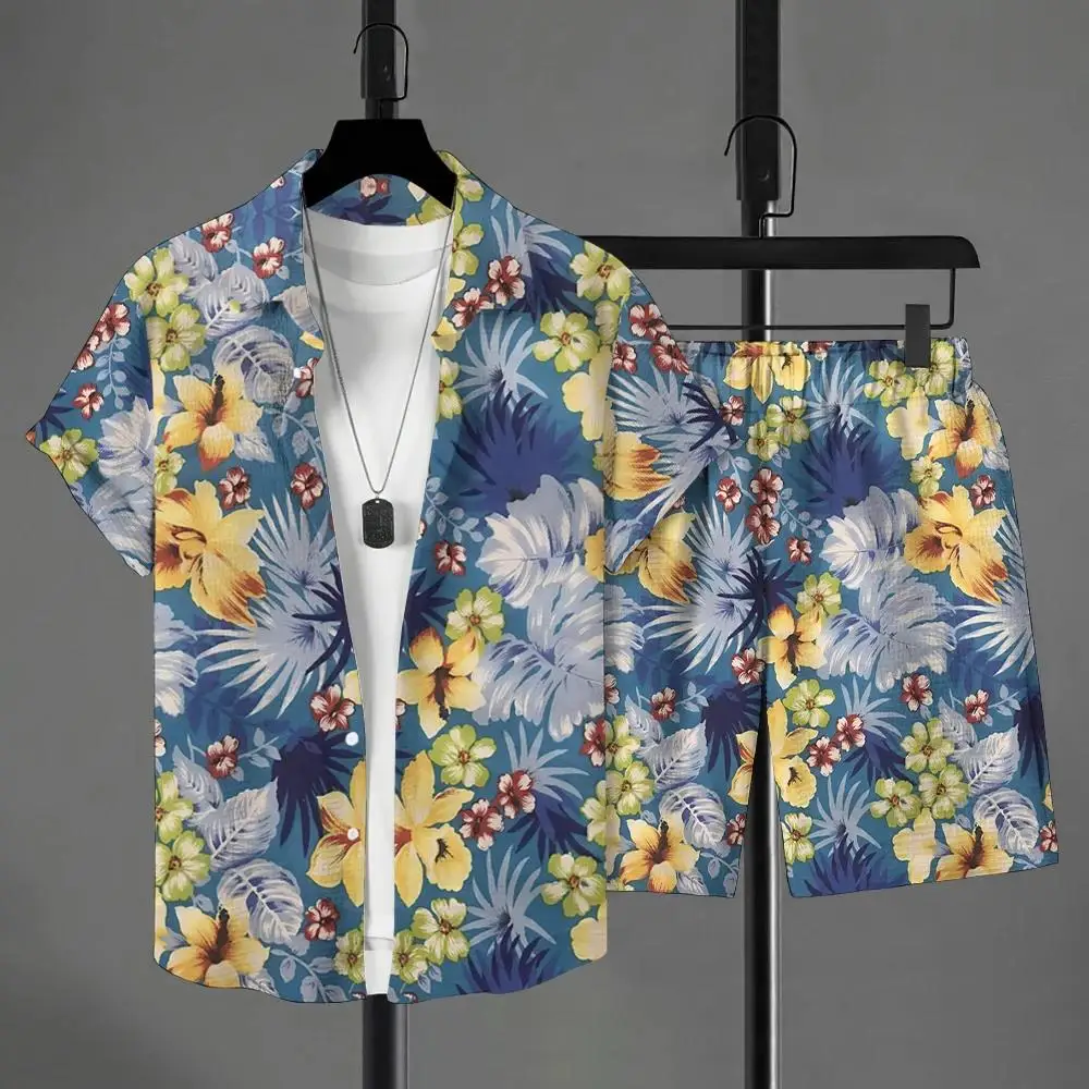 Hawaiian Style Herren Kurzarmhemd Sommer Kurzarmhemd Strand Kurzer Herrenanzug Street Casual Y2k Herren Shorts Freizeit