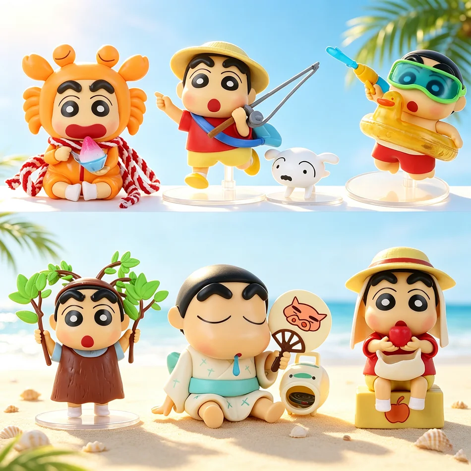 TOPTOY 6-teiliges Set Crayon Shin-chan Actionfigur Spielzeug Delicious Spring Daybu Shin-chan Figur Sammlerstück Modellpuppe Geschenke für Fans