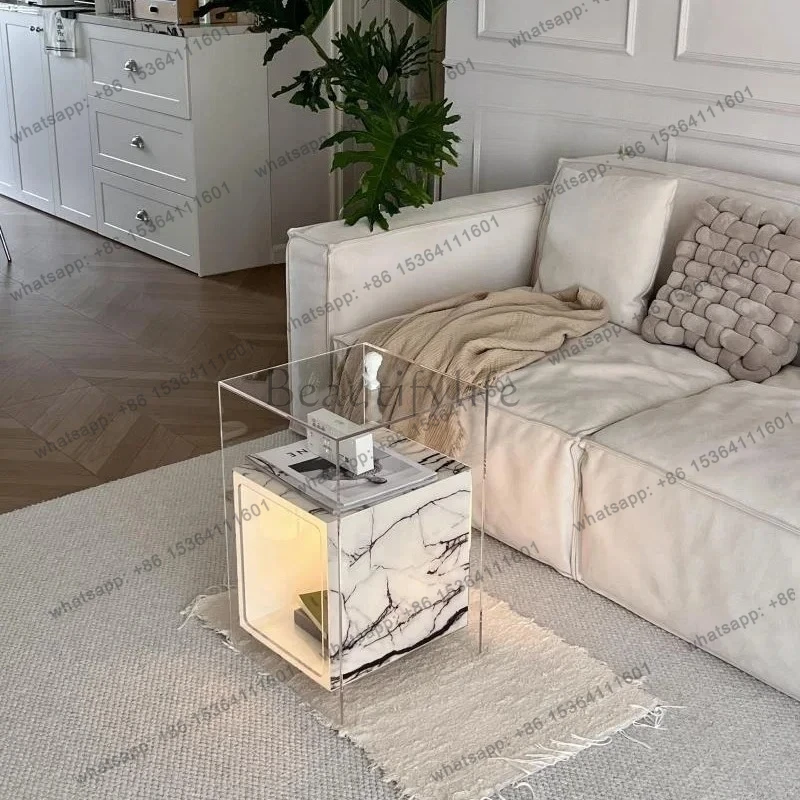 Marble Sofa Edge Living Room Light Luxury High-end Coffee Table Bedside Table Bookcase