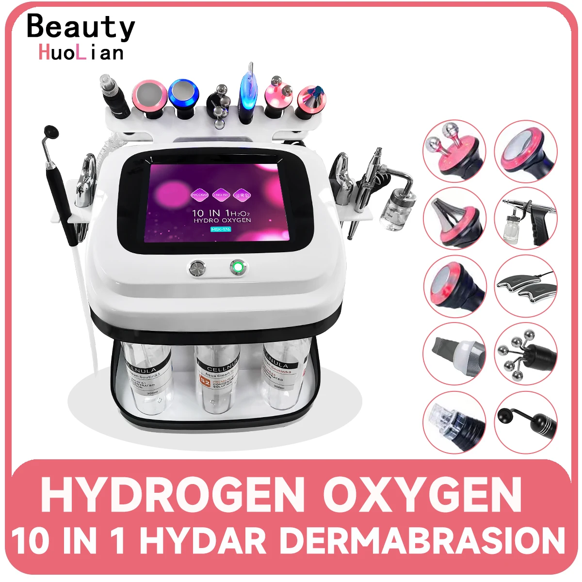 New Arrival 10 In 1 H2O2 Aqua Peeling Lift Skin Bubble Moisturizer Oxygen Facial Machine Skin Care Cleansing Face Device