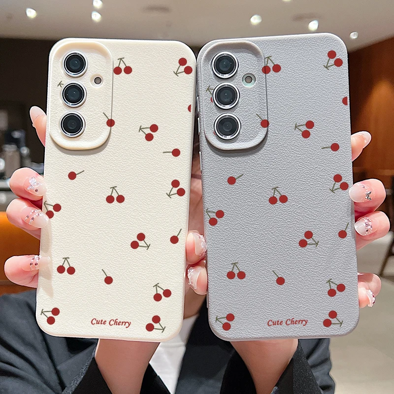 Cute Cherry Case For Samsung Galaxy S25 S24 S23 S22 Ultra S21 FE A14 A15 A16 A25 A26 A34 A35 A36 A52 A53 A54 A55 A56 5G Capa - náhled 2