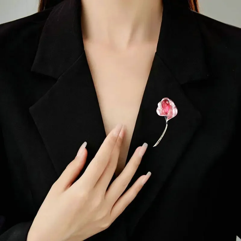 9527 꽃다발, 칼라릴리, 브로치, 정장, 우아한 액세서리, 꽃, 여성용 브로치 핀