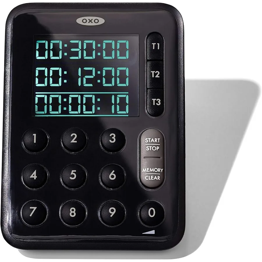 

Digital Triple Kitchen Timer with Adjustable Alarms and Large Display for Precise Cooking Timing in Baking Boiling and Roasting
