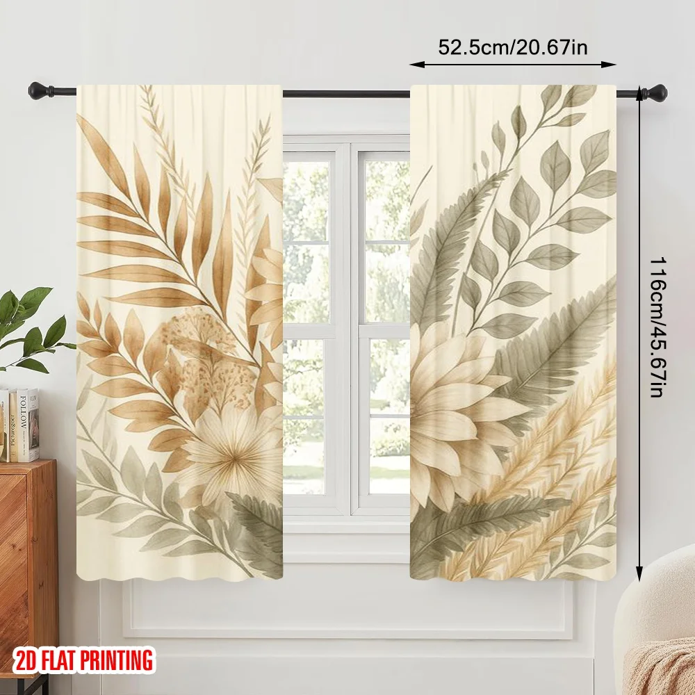 2pcs,2D plane printing Curtains Roller Blinds Botanical Harmony (2) Polyester Woven (without rod) Home Decor Ldeal for Living