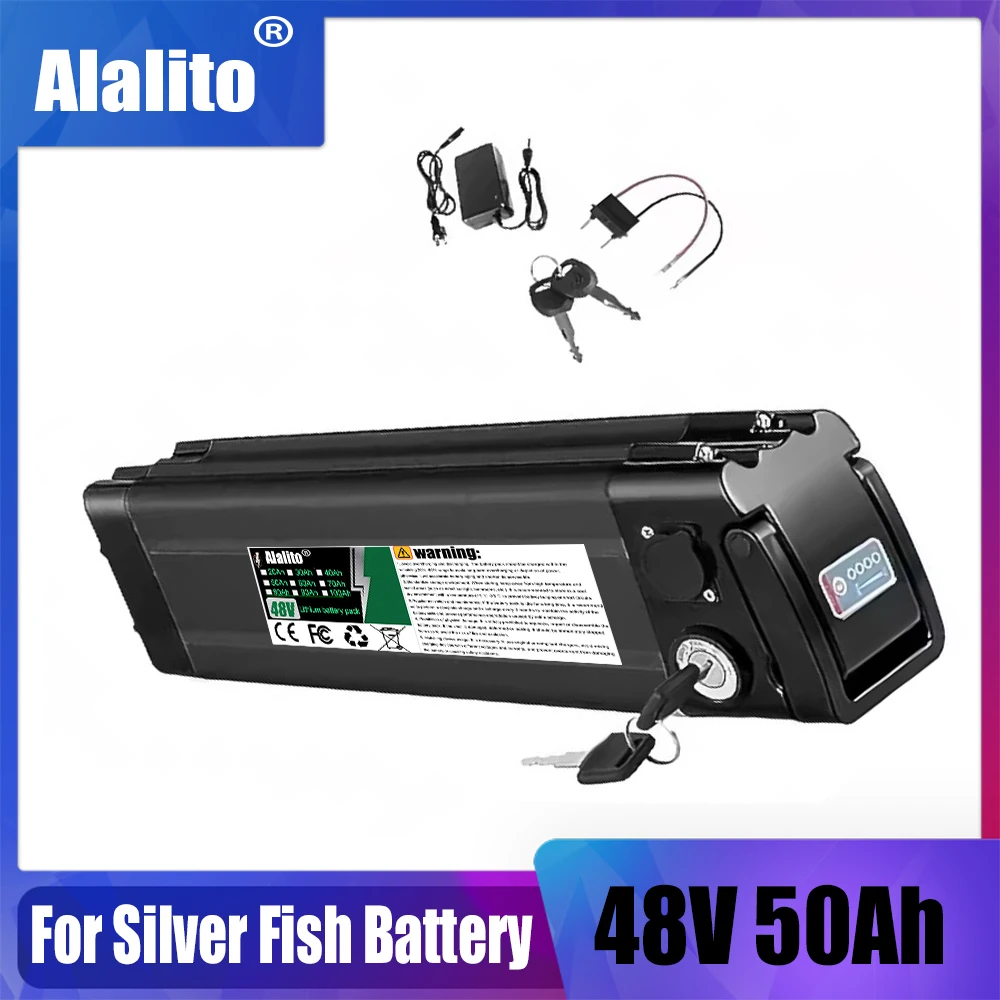 48V 20Ah/30Ah/40Ah/50Ah lithium battery pack, suitable for Silver Fish 250W 350W 500W 1000W motor, built-in BMS protection