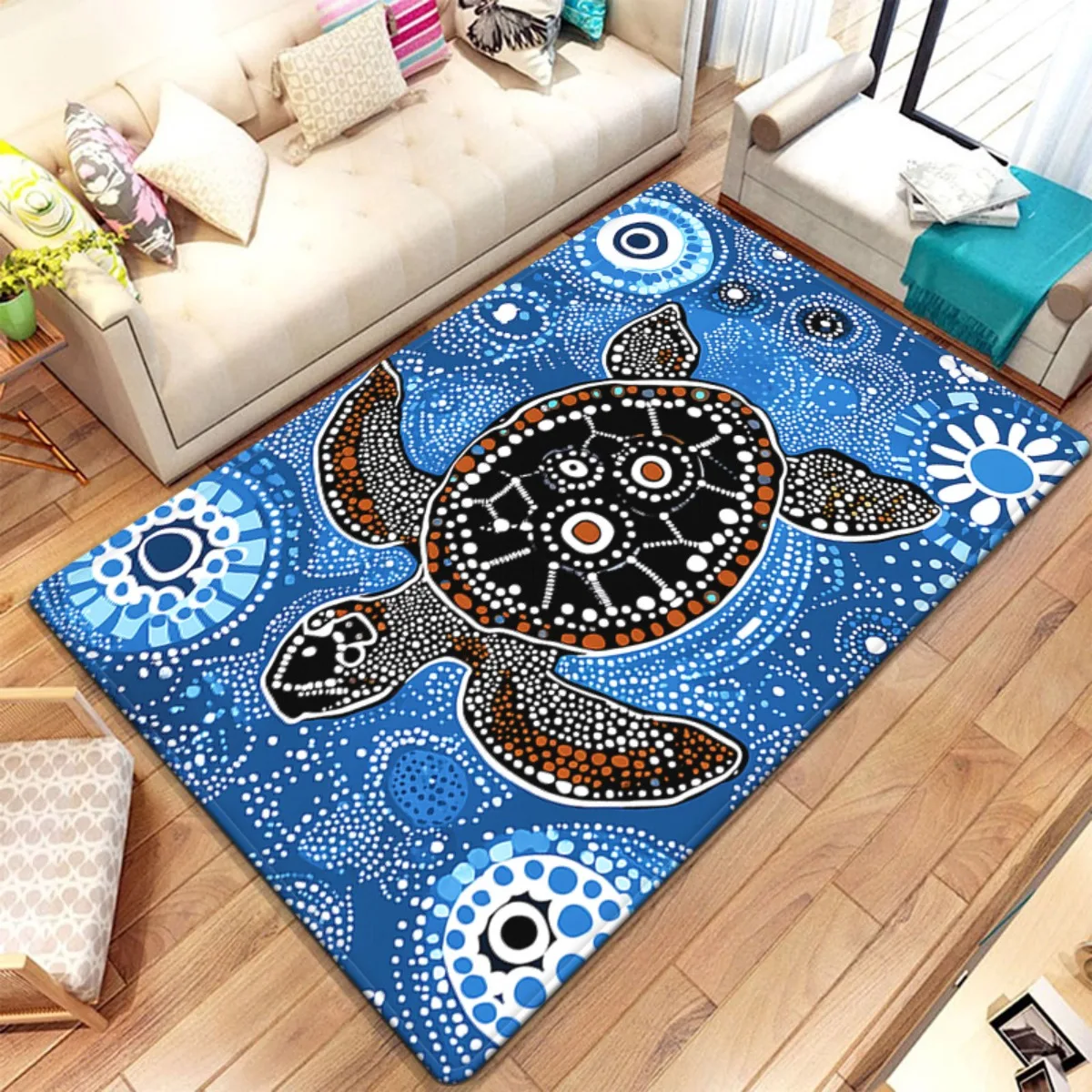 

Синяя черепаха, абригеновский художественный кристаллический бархатный ковер для гостиной, современный напольный коврик в стиле бохо с животным принтом, домашний декор, мягкий ковер