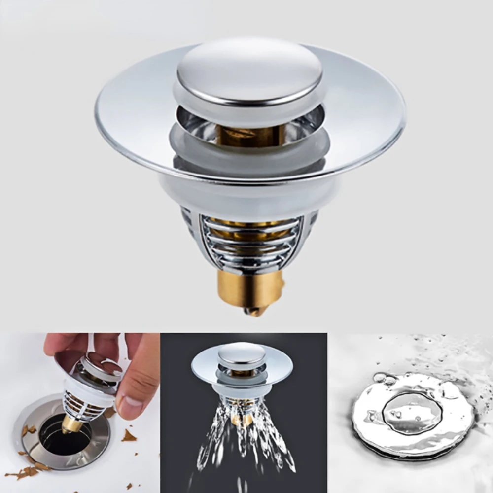 Universal Stainless Steel Pop-Up Bounce Core Basin Drain Filter Hair Catcher Shower Sink Strainer Bath Stopper Bathroom Tool