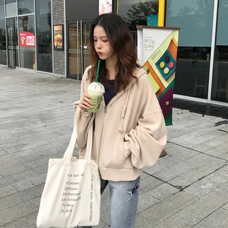 Jackets Women Loose Hooded Casual Preppy Autumn Students Korean Style New Fashion All-match Classic Sporty Design Outwear Simple