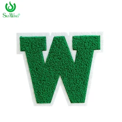 Green Varsity Letters W Chenille English Towel Embroidered Sew On Patch Applique DIY Badge Alphabet Patches For Clothing Bag