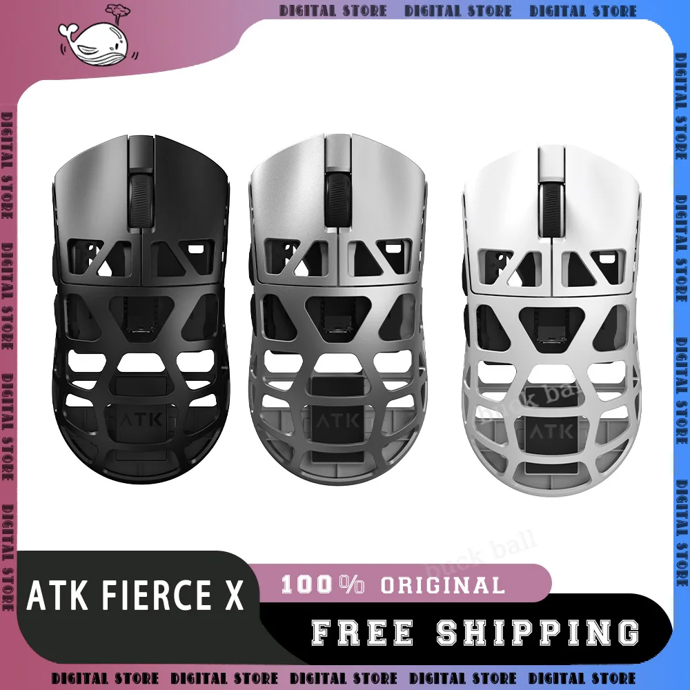 ATK FIERCE X Mouse PAW3950 Ultra Dual Mode Wireless Mouse 8K Lightweight Magnesium Alloy Gaming Mice Custom PC Accessories Gift