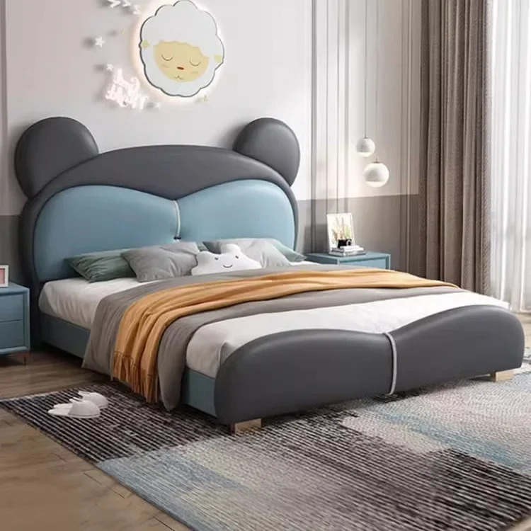 

Cartoon Girls Single Princess Bed 1 Meter 2 Boys Bed Bedroom 1.5 Meters Girls Storage Leather Beds