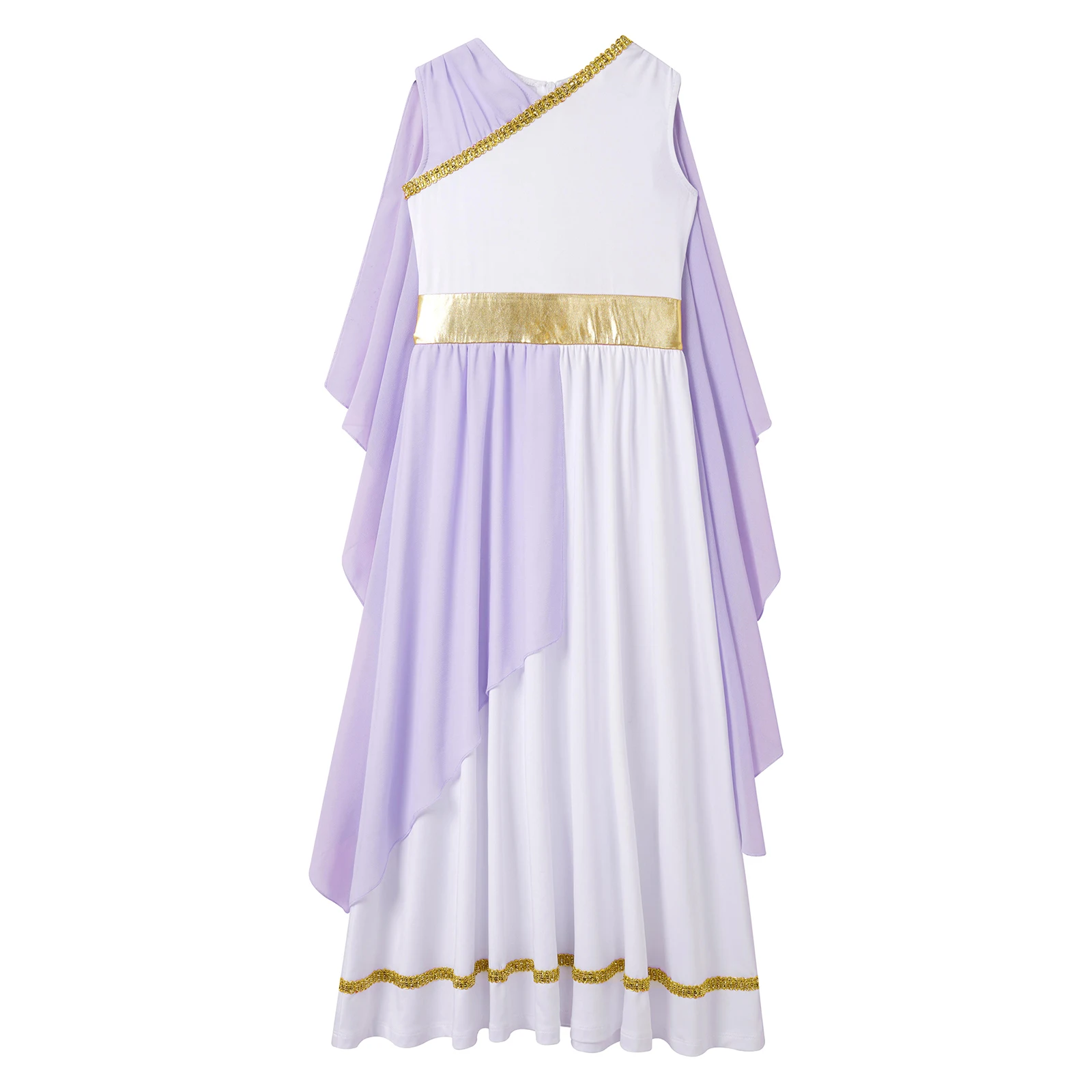 Kids Athena Roman Princess Dress Girls Ancient Greek Toga Vintage Dress Halloween Cosplay Costume Grecian Sleeveless Gown Dress