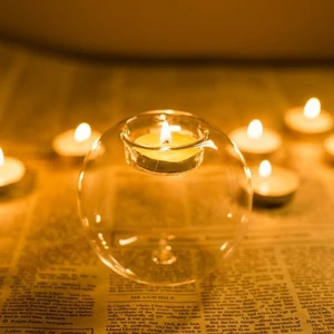 Transparentes Glaskerzen, Hochzeit Esstischdekoration, rustikale runde Glaskerzen, Weihnachtsfeier 8 Hauptverkauf rustikaler Sockel - №5